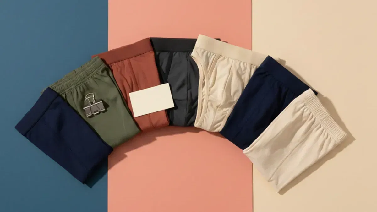 1) ropa interior masculina doblada en fondo editorial sin logos, vista 3/4