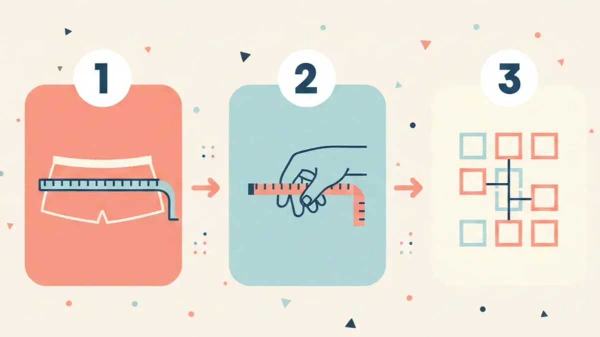 3) infografía sin texto de medición de cintura con flechas y cinta métrica, estilo plano técnico