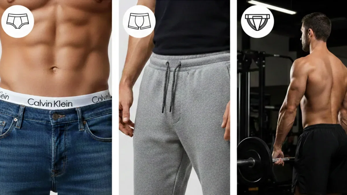 elegir tipo de calzoncillo segun la actividad: slip, boxer o suspensorio