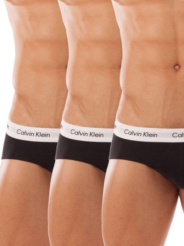 Pack 3 Slips Calvin Klein Cotton Stretch Negro