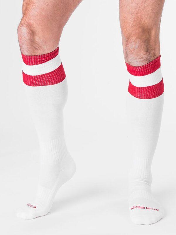 Medias De Fútbol Barcode Blanco  Rojo