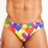 Bañador slip con relleno delantero Rainbow Hearts