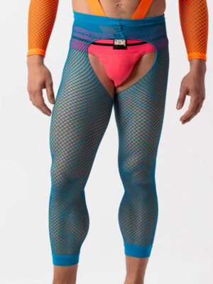 Leggings de rejilla Barcode Berlin Fishnet Cacci Azul