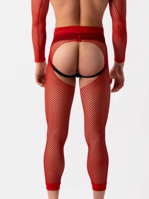 Leggings de rejilla Barcode Berlin Fishnet Cacci Rojo