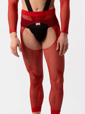 Leggings de rejilla Barcode Berlin Fishnet Cacci Rojo