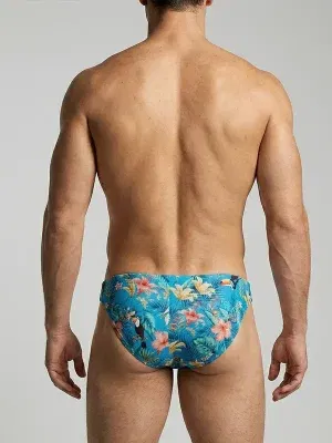 parte trasera slip tropical azul Manstore M800 ajustado al cuerpo