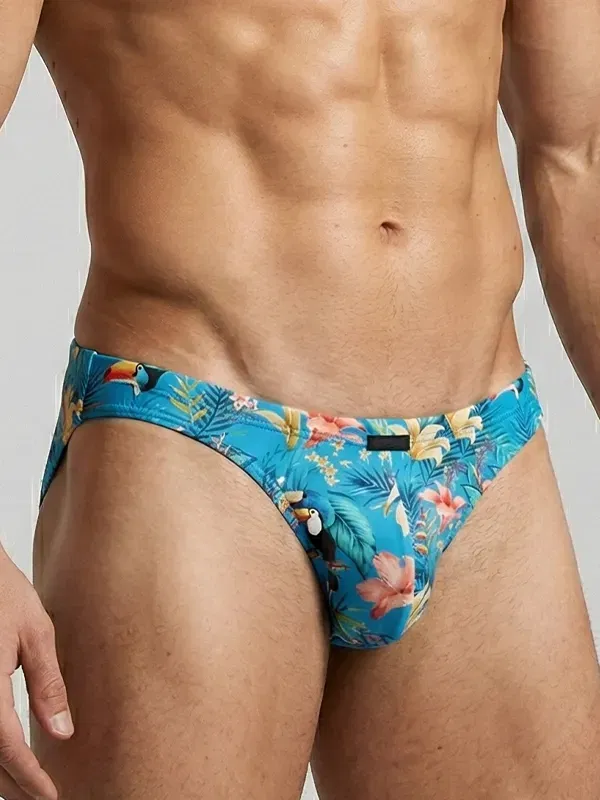 vista lateral slip hombre Manstore M800 estampado flores azules