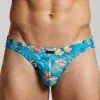 slip Manstore M800 Blue Flower con estampado tropical azul vista frontal