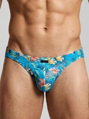 slip Manstore M800 Blue Flower con estampado tropical azul vista frontal