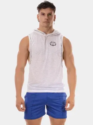 sudadera sin mangas blanca Barcode Berlin Malakai con capucha