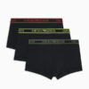 Pack de tres boxers Emporio Armani 4F717 en negro con cinturas de colores rojo, amarillo y verde