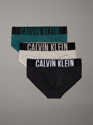 Pack de 3 slips Calvin Klein Intense Power QTK en colores gris, negro y verde oscuro