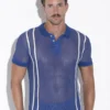 detalle frontal polo Code 22 Openwork azul transparente