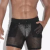 short transpirable Code 22 Openwork negro frontal diseño de malla