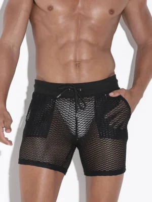 short transpirable Code 22 Openwork negro frontal diseño de malla