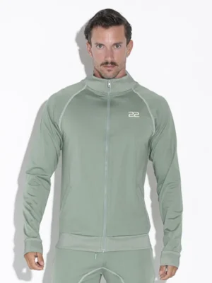 Sudadera Code 22 Reflex Verde para hombre con cierre frontal y detalles reflectantes