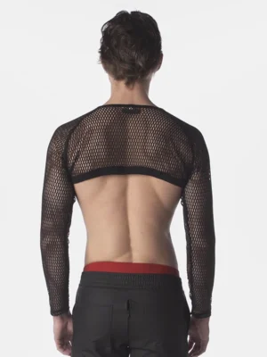 Vista frontal del Mesh Crop Top Filor Negro mostrando diseño completo.