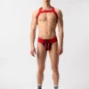 Suspensorio jockstrap Barcode Berlin Zuri en negro y rojo, vista completa del modelo