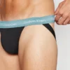 Suspensorio Calvin Klein Cotton Stretch en negro con banda elástica verde agua y ajuste cómodo