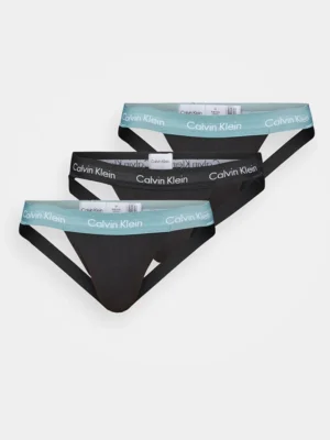 Pack de 3 suspensorios Calvin Klein Cotton Stretch en negro y verde agua, con banda elástica icónica con logo