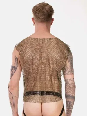 Camiseta de tirantes con strass Barcode Berlin Bling Negro Dorada