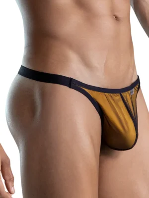 Detalle lateral del tanga para hombre Clever Eroticism en color naranja.