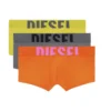 Pack de 3 bóxers Diesel E7220 en colores naranja, gris y amarillo con cinturilla elástica con logo Diesel.