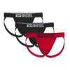 Pack de 3 suspensorios Diesel E5119 en colores rojo y negro.