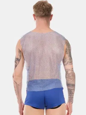 Camiseta de tirantes con strass Barcode Berlin Bling Azul