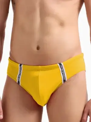 Bañador slip hombre Emporio Armani Logotape Amarillo