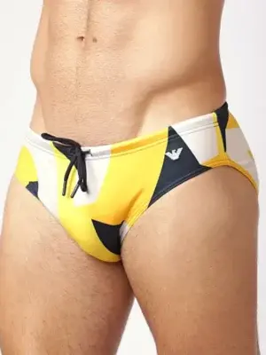 Bañador Slip Hombre Emporio Armani All Over Logo Amarillo