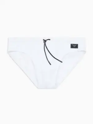 Bañador Slip Hombre Emporio Armani de Pique Blanco