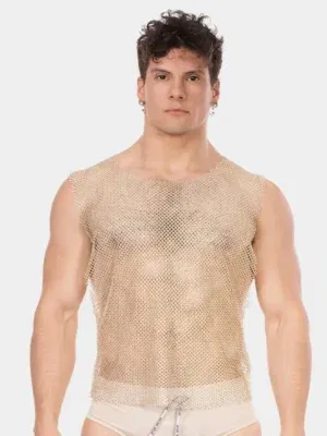 Camiseta de tirantes con strass Barcode Berlin Bling Champagne