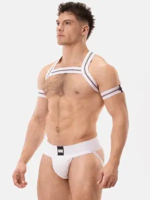 Pack Suspensorio Barcode Berlin Sergey + Arnés Elastico Hapero Blanco