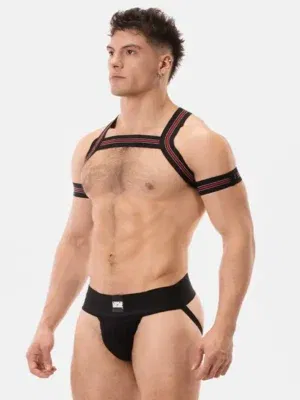 Pack Suspensorio Barcode Berlin Sergey + Arnés Elastico Hapero Negro