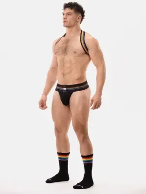 Pack Tanga Proud + Arnes Pride + Calcetines Pride Negro