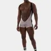 singlet Barcode Berlin Sanke blanco negro de rejilla con escote profundo frontal