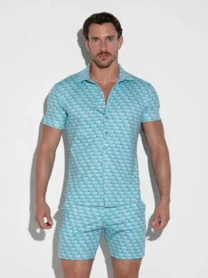 Camisa Code 22 Stretch Silky Aqua
