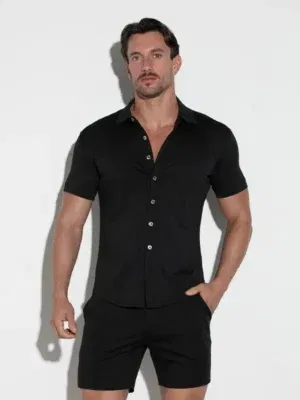 Camisa Code 22 Stretch Silky Negro