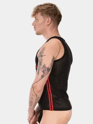 Camiseta de Tirantes Barcode LILAN Negro-Rojo