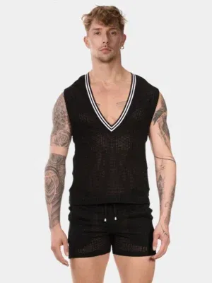 Sexy V-Neck Kevin Negro-Blanco