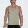Camiseta de tirantes Code 22 Basic color khaki, vista frontal con logo blanco