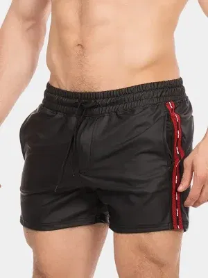 Short Efecto piel Barcode Berlin Negro Rojo