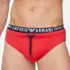 bañador slip Emporio Armani doble cinturilla rojo marino