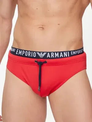 bañador slip Emporio Armani doble cinturilla rojo marino
