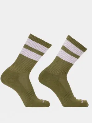 Calcetines Deportivos Gym Socks Oliva-Blanco