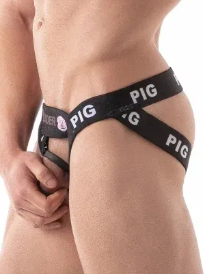 Suspensorio Con Cockring Leader Pig Negro
