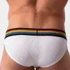slip bikini blanco Pride Barcode Berlin con cinturilla arcoíris