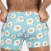 bañador corto Sweet Banana Eggs azul turquesa con estampado de huevos vista frontal