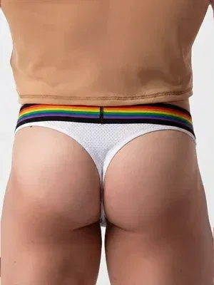 Tanga blanco de hombre Barcode Berlin Pride con la cintura gay
